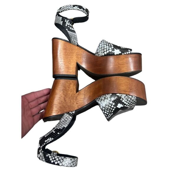 Tory Burch Camilla Leather Wooden Animal Print Platform Sandals NWOT Sz 6.5 M - Picture 6 of 7